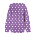 thumbnail image 4 of Crewneck Sweatshirts for Women Polka Dots Printed Cute Pullover Long Sleeve Tops Side Split Trendy Outfit (M, Purple), 4 of 4