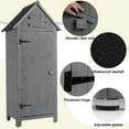 thumbnail image 3 of Wooden Storage Shed with Floor, Outdoor Vertical Shed Waterproof with 3-Tier Shelves, Upper Compartment and Hook, Weather Resistant Wood Garden Tool Shed with Lock Door for Backyard, Patio (Gray), 3 of 9