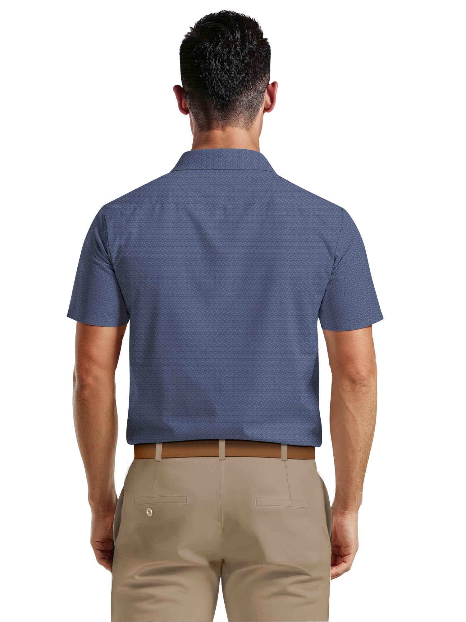 Ben Hogan Men's & Big Men's Performance Mini Geometric Print Short Sleeve Golf Polo Shirt, Sizes S-5XL