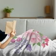 thumbnail image 3 of Pink and White Soft Flannel Fleece Throw Blanket, Bridal Bouquet with Booming Flowers Rose Lavender Violet Corsage, Cozy Plush for Indoor and Outdoor Use, 70" x 90", Pink Lavender Green, by Ambesonne, 3 of 5