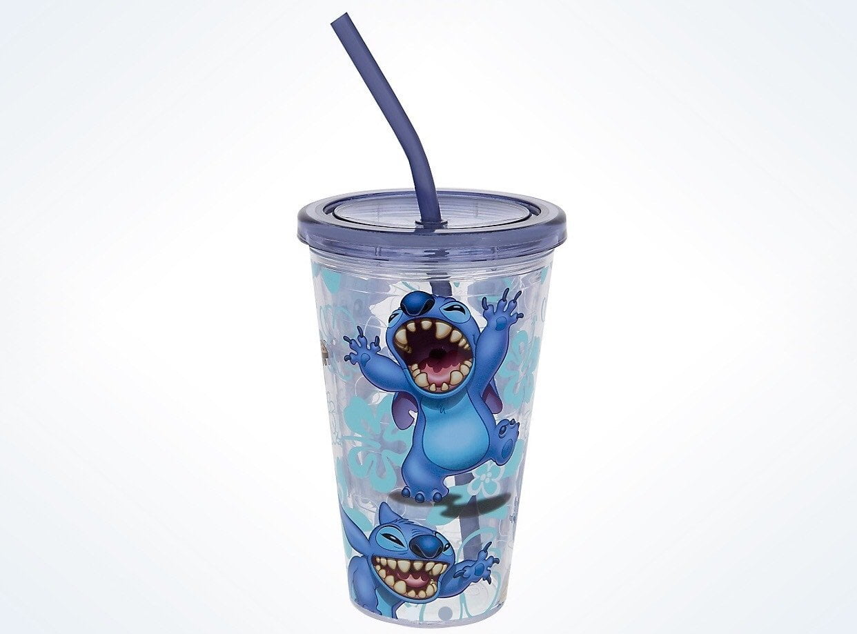 Disney’s Floral Stitch Acrylic Tumbler Cup With Straw 20 oz NWT
