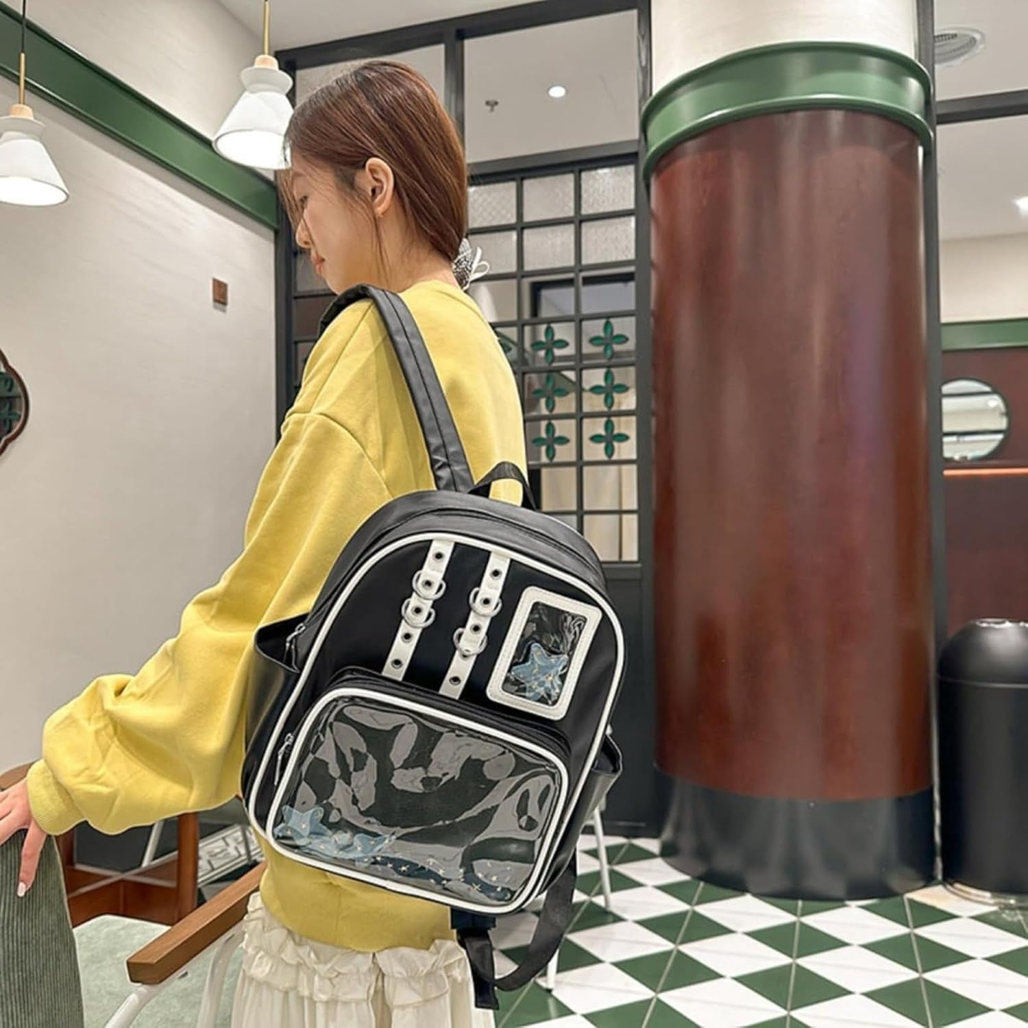 SPEKSEE Kawaii PU Ita Bag with Pin Display Y2K Women Badge Display Backpack, Suitable for Anime Exhibitions