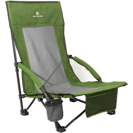 FREEAMG Portable Folding Beach Chair Low Camping Chairs for Camp Lawn Hi Sports Hunting
