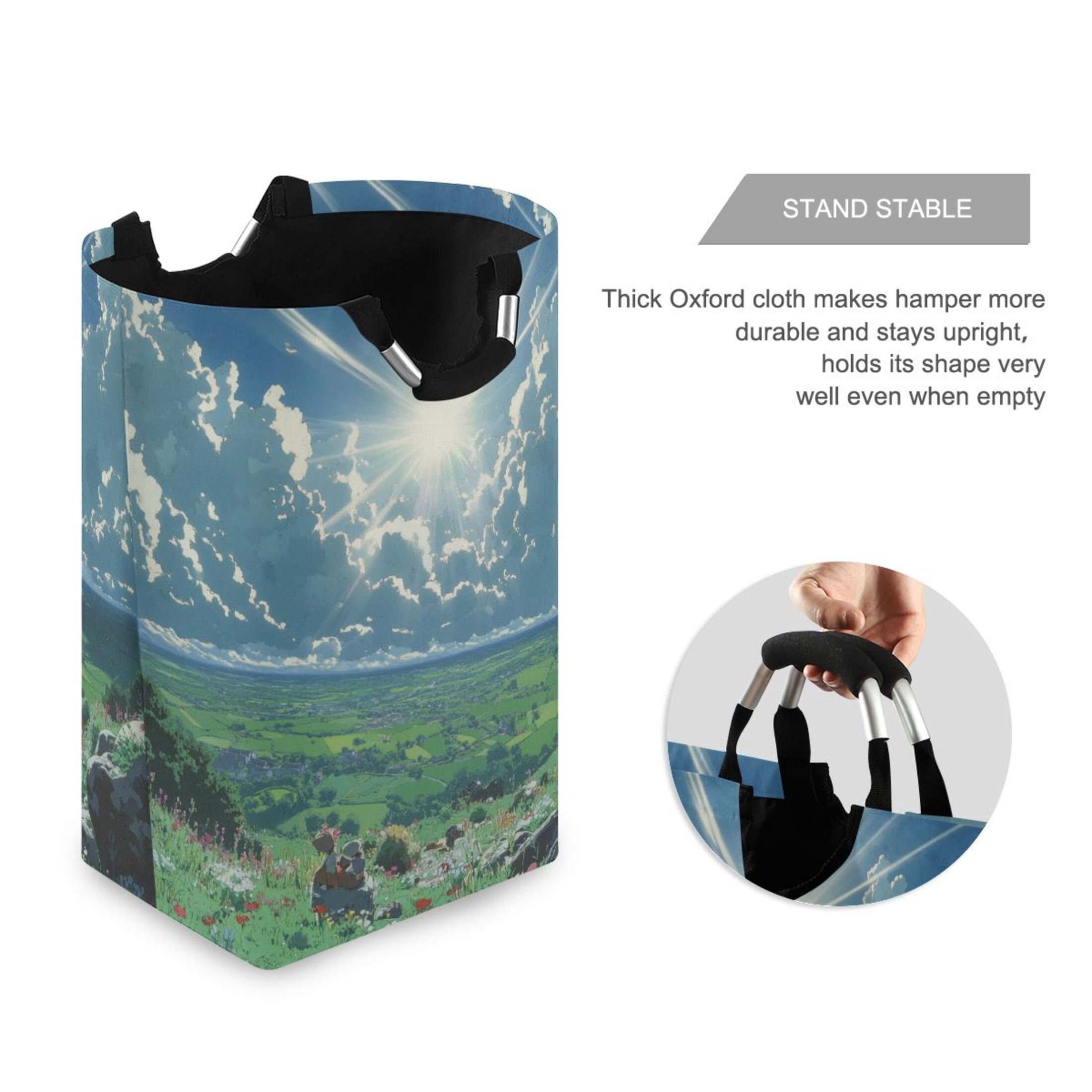Green Valley Foldable Laundry Hamper 12.6x11x22.7in with Handles for Bathroom Bedroom Storage