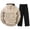 A Beige, variant on Men's Half Zip High Neck Hooded Sweatshirt Set Straight Leg Casual Pants Sports Two-Piece Set Beige S