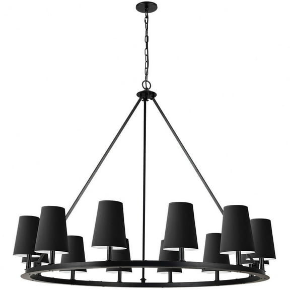 CLB-5212C-MB-797-Dainolite-Colby - 12 Light Chandelier In Style-41.5 Inches Tall and 52 Inches Wide-Matte Black/Black Finish -Traditional