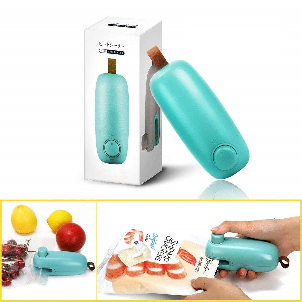 LIGHTSMAX Bag Heat Sealer & Cutter, Rytaki Newest Handheld Bags Heat Sealer Cutter Machine for Plastic Food Potato Chip Saver or Fresh Bag, Battery Operated 2-in-1 Mini Portable Sealer