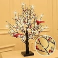 thumbnail image 2 of Minibee Vintage Glowing Tree with Cardinals, 21" LED Lighted Cardinal Tree with Berries, Tabletop Red Bird Holiday Decor for Christmas Home Display 2PCS, 2 of 8