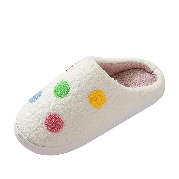 VBARHMQRT Dearfoam Slippers Women Black Couples Men Women on Furry Flat Home Winter Round Toe Keep Warm Prints Slippers Shoes
