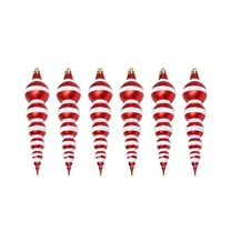 Luoshdecor 6pcs Christmas Hanging Ornaments, Red and White Striped Gourd Pendants for Holiday Xmas Tree Party