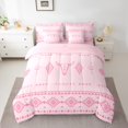 thumbnail image 2 of Feelyou Aztec Twin Bedding Sets 7-Piece for Adult, Pink Boho Triangle Bedding Comforter Set, Western Tribal Mandala Sheet Sets, Breathable Room Decor, 2 of 7