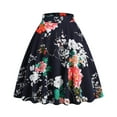 thumbnail image 2 of SWSMCLT Women's Midi Skirt Vintage High Waist Peasant Floral Printed Summer Pleated Cotton Casual Fall Fashion Basic Black Medium, 2 of 4