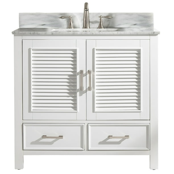 Design Element Estate 36 Single Sink Bathroom Vanity Set In White With Carrara Marble And Porcelain Fully Assembled Com - 24 Inch White Bathroom Vanity With Carrara Marble Top Design Element Estate 36 Single Sink Bathroom Vanity Set In White With Carrara Marble And Porcelain Fully Assembled Com - 24 Inch White Bathroom Vanity With Carrara Marble Top