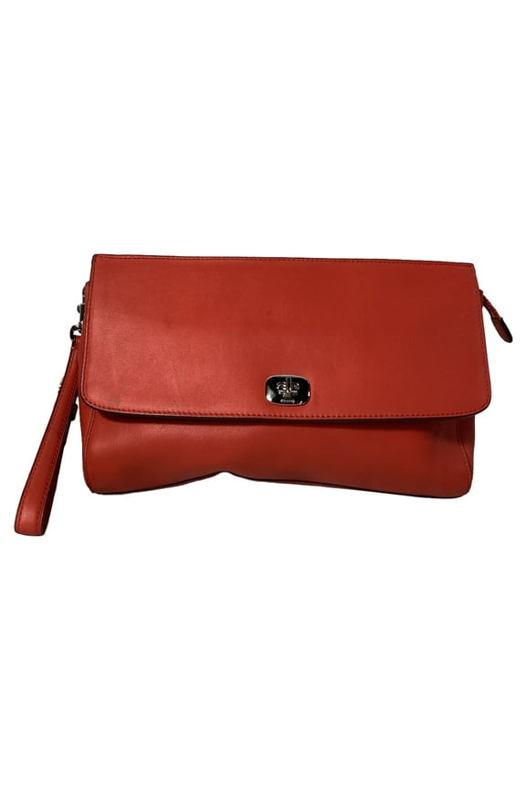 Twist Lock Clutch Bag in Red Leather