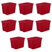 Sterilite Plastic Medium Tote Infra Red Set of 8