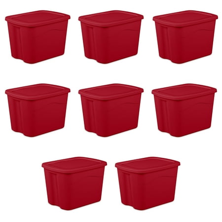 Sterilite Plastic Medium Tote Infra Red Set of 8