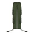thumbnail image 4 of Qarigey Pantalones de mujer con bolsillos para fiestas, viajes, acampadas, niñas, estilo informal, vaqueros vintage, pantalones de pierna Prendas para la parte inferior del cuerpo Verde METRO, 4 of 6