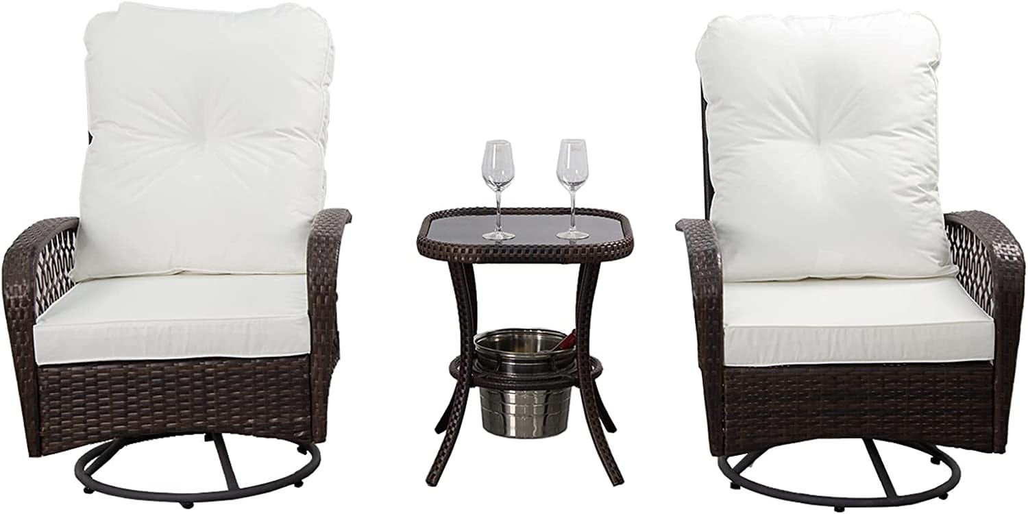 Outdoor Wicker Swivel Rocker Patio Set,360 Degree Swivel Rocking Chairs