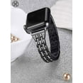 thumbnail image 6 of Luxtrada Diamond Rhinestone Metal Strap Wrist Replacement iWatch Bling Bands Series SE 8 7 6 5 4 3 2 1 Accessories Metal Wristband X-Link Sport Strap for Apple Watch "38mm/40mm, Black", 6 of 7