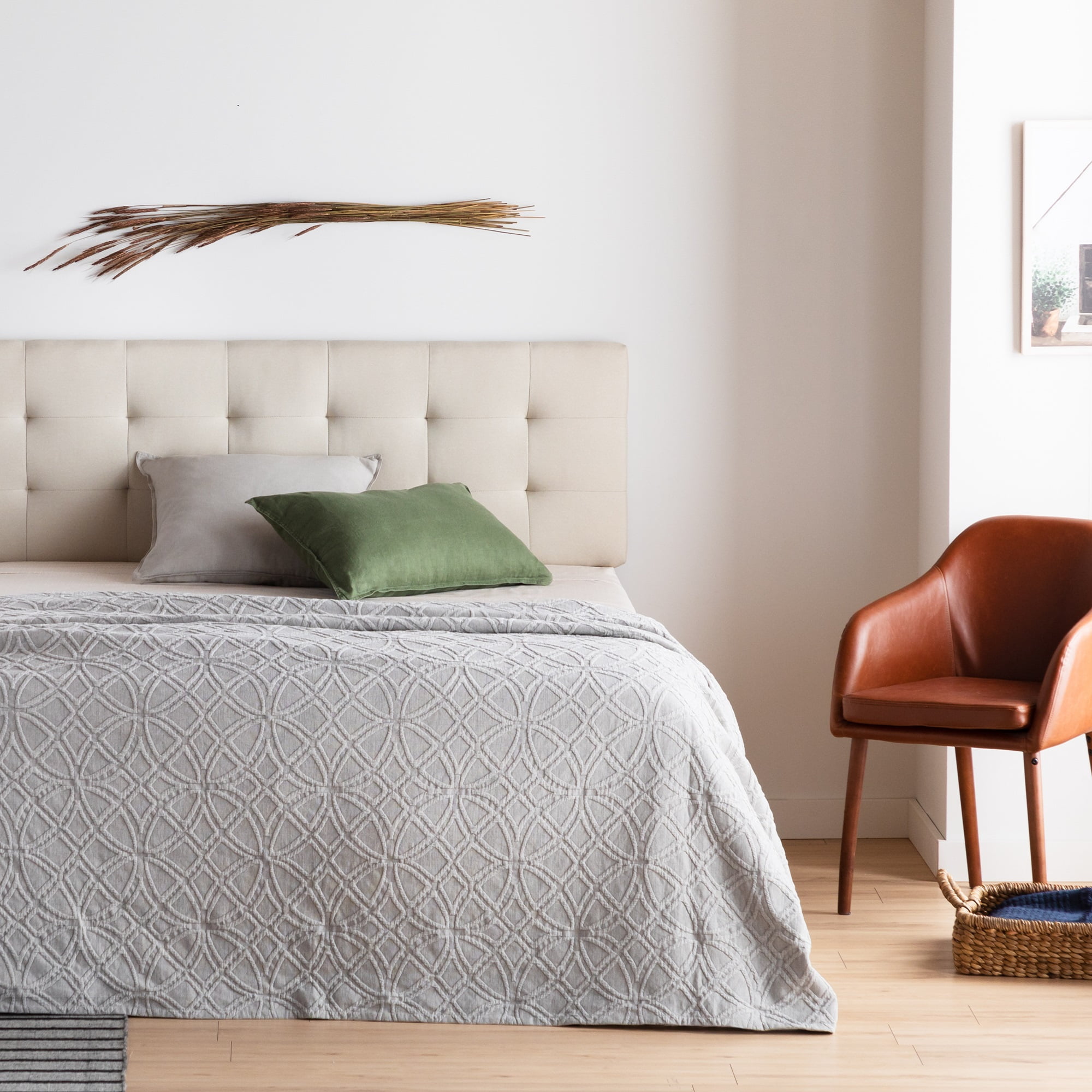 Rest Haven Upholstered Square Tufted Mid Rise Headboard Twin/Twin XL