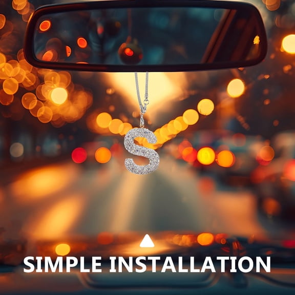 LEORX Multi Initial Car Mirror Bling Charm for Rearview Mirror