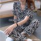 thumbnail image 1 of Conjunto de pijamas de manga corta con dibujos animados para mujer, pantalones largos, cárdigan cómodo, Tops, lindo, primavera, verano, otoño, 1 of 4