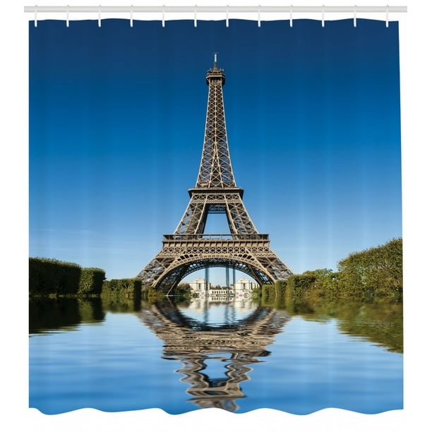 Paris Shower Curtain, Famous Eiffel Tower Reflected On Water Picture