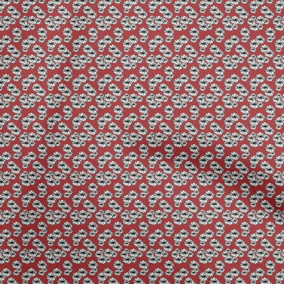 oneOone Cotton Poplin Twill Maroon Fabric Florals Sewing Fabric By The Yard Printed Diy Clothing Sewing Supplies 56 Inch Wide
