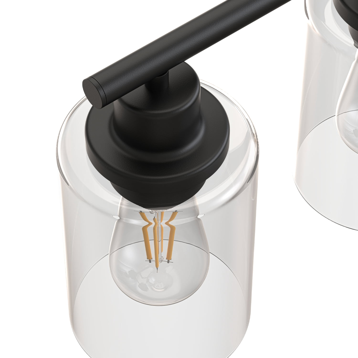 YANSUN 17 in Matte Black 3-Light Industrial Vanity Light with Clear Glass Shades for Bathroom Hallway Living Room  E26 Base (Bulbs Not Included)