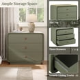 thumbnail image 3 of Noble House Modern 3-Drawer Nightstand, Curved-Edge Bedside Table with Thick Base,Olive Green, 3 of 8