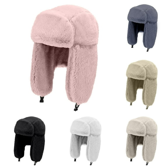 Eltusu Women Beanie Hat with Ear Flaps, Soft Winter Windproof Comfort Thermal Hats Pink Size Free Size