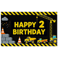 thumbnail image 2 of Construction Themed Happy 2 Birthday Banner Backdrop Decoration for Birthday Party Photography Props Party Supplies Background Decor, 2 of 7