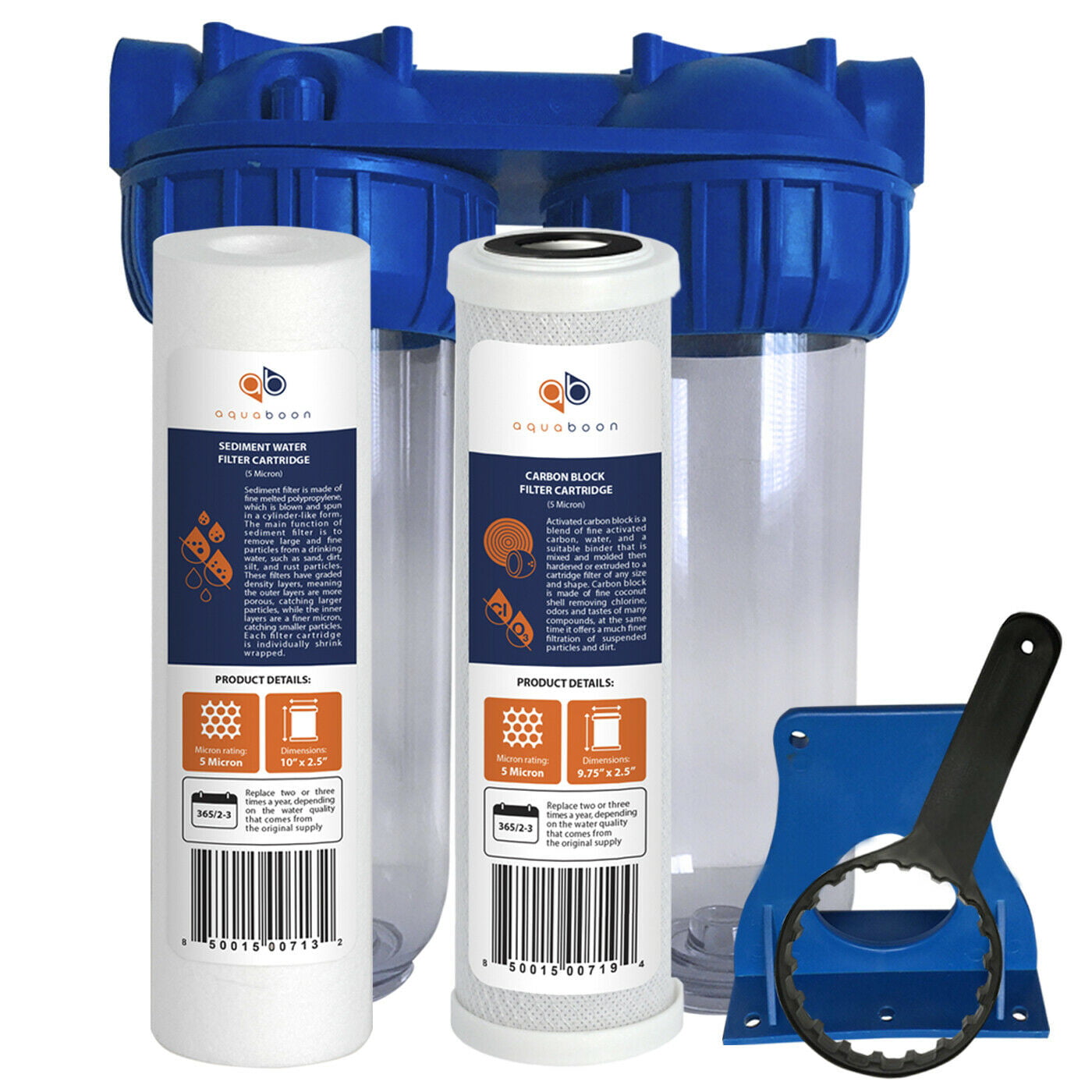 Includes Pleated Sediment Filter Aquaboon 10" Water Filtration System 