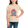 thumbnail image 5 of Amidoa Printed Girls T Shirts Cute Crewneck Summer Graphic Tops Casual Kids Tees,Beige,2-3 Years, 5 of 5