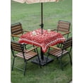 thumbnail image 3 of Outdoor Tablecloth with Umbrella Hole and Zipper, Valentine's Day Square Table Cloth 60x60 Inch Waterproof Tablecloth, Red Love Retro Country Abstract Art Picnic Table Cover for Patio Camping, 3 of 7
