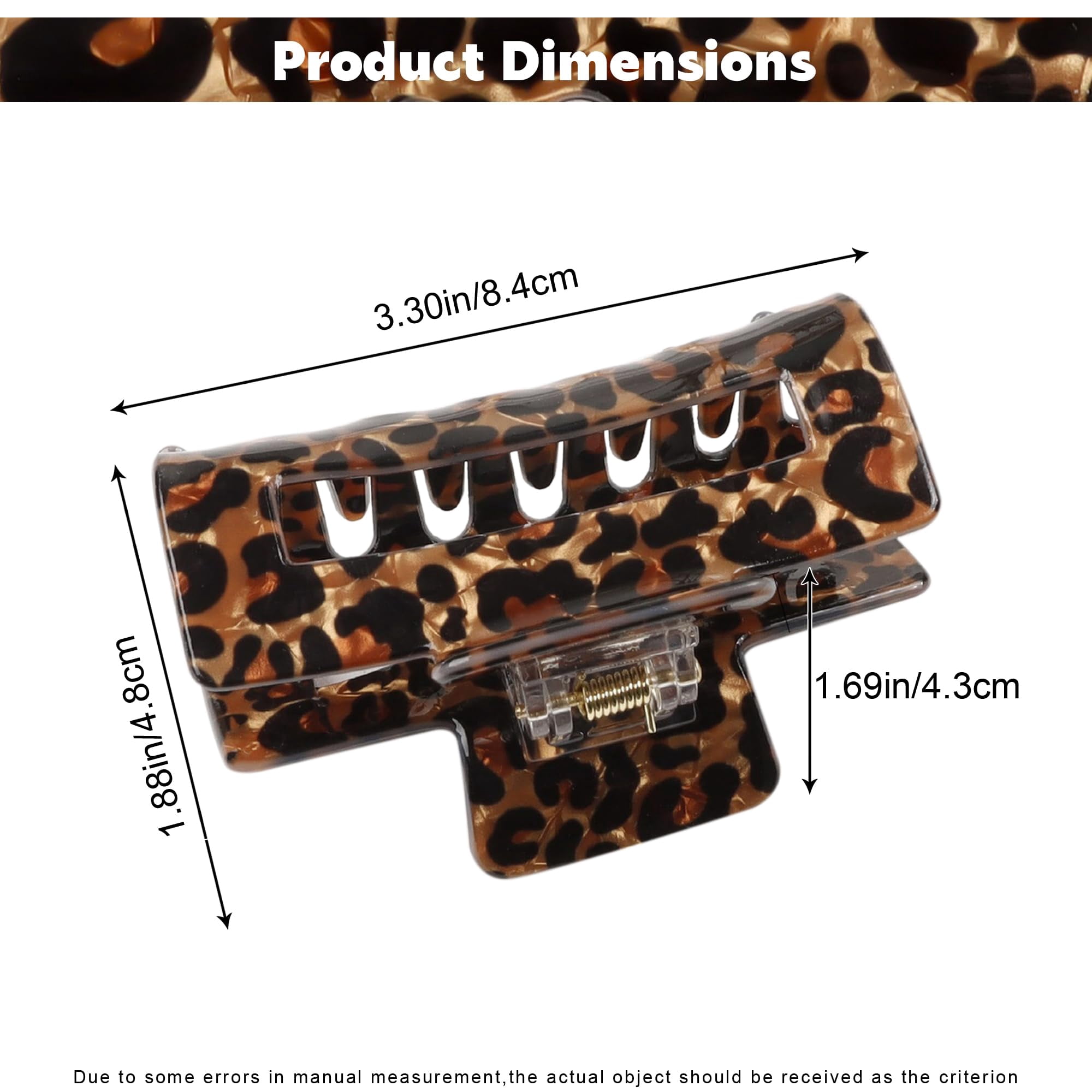 Leopard Print Hair Claw Clip Medium Square Strong Hold Hair 