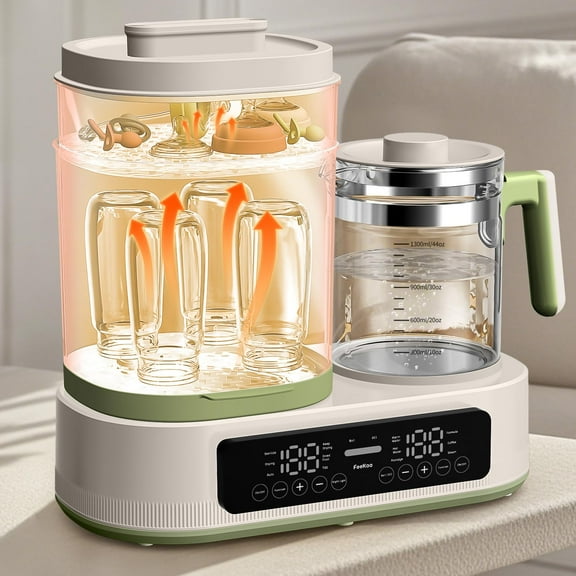 Multifunctional Baby Bottle Warmer & 44oz Formula Kettle Combo, Sterilizer Dryer, Temp-Control Milk Warmer for Breastmilk