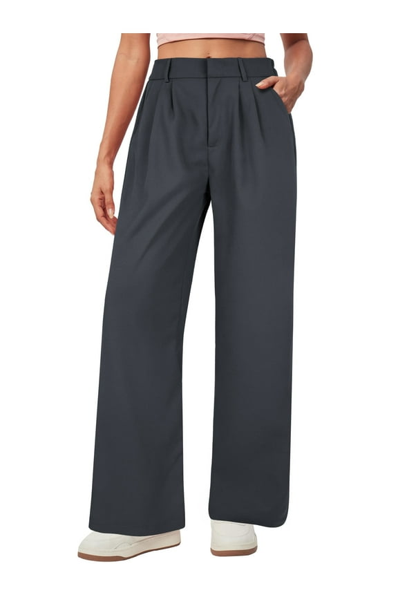 Womens Pants Casual Wide Leg Dress Pants Palazzo Summer Comfy Lounge Pants Business Grey Work Trousers L