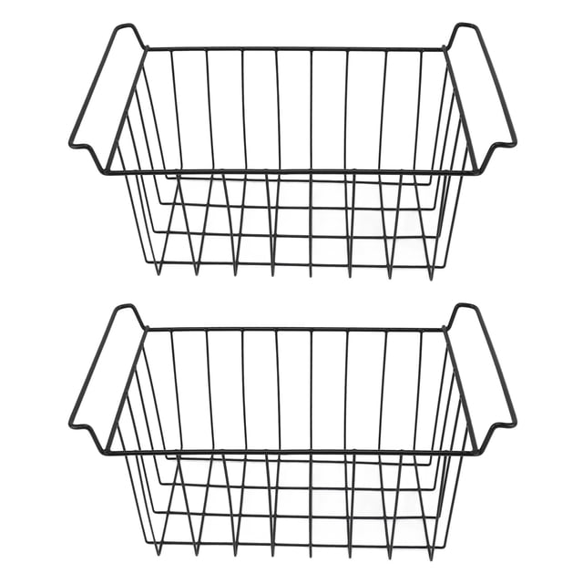 Freezer Wire Baskets, 2Pcs Freezer Baske Organizer with Handles, Refrigerator Metal Wire Storage Divider, Container Bins for Kitchen, Pantry, Cabinet, Closets, Closet,