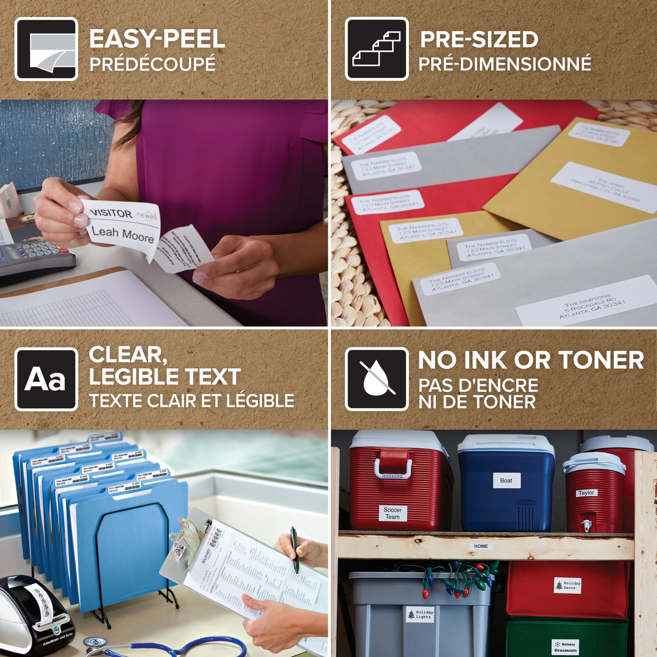 DYMO Authentic LW Mailing Address Labels for LabelWriter Label Printers, White, 1-1/8" x 3-1/2", 2 Rolls of 260 (520 Total)