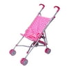 Precious Toys Pink and White Polka Dots Umbrella Doll Stroller with Hot Pink Handles and Silver Frame - 0128B