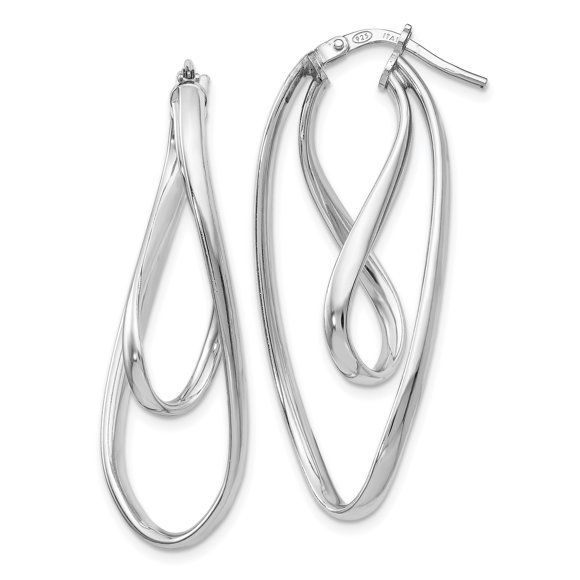 Leslie's Boucles d'Oreilles Ovales Torsadées en Argent Sterling Poli QLE983