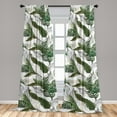 thumbnail image 2 of Tropical Window Curtains, Hawaiian Style Exotic Ornament of Palm and Banana Leaves Print, Lightweight Decor 2-Panel Set with Rod Pocket, Pair of - 28"x95", Army Green Emerald and White, by Ambesonne, 2 of 3