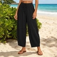 thumbnail image 6 of Guluxicc Women's Cotton Cropped Pants with Pockets Drawstring Elastic Waist Straight Leg Ankle Trousers for Summer Casual Beach Vacations, 6 of 8