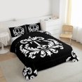 thumbnail image 3 of Homewish Monogrammed T Theme Queen Comforter Set,Retro Victorian Floral Bedding Sets,White Black Bedding Comforter Set For Men Women,Ultra Soft Bedroom Decor Reversible,3pcs, 3 of 8
