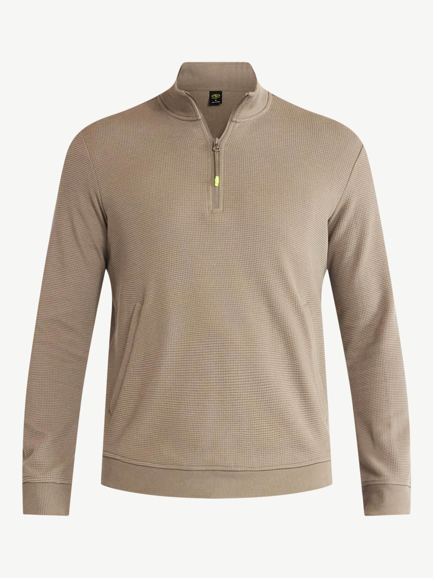 Athletic Works Men's and Big Men's Waffle Quarter Zip Pullover, Sizes S-3XL