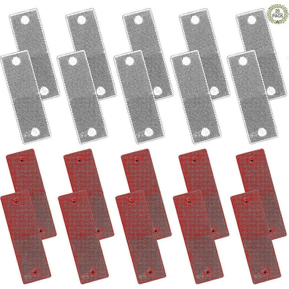 20pcs Car Reflector Sticker Self Adhesive Reflectors Stick-on Reflectors Rectangular Rear Reflector For Gate Posts Trailer