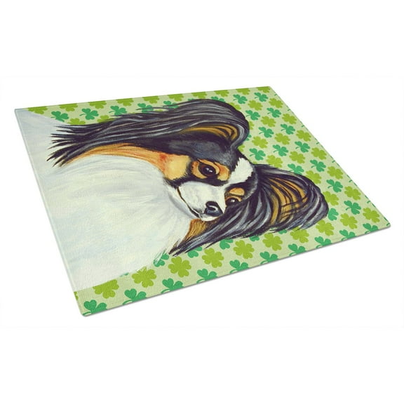Caroline's Treasures Papillon St. Patrick's Day Shamrock Portrait Glass Cutting Board Large