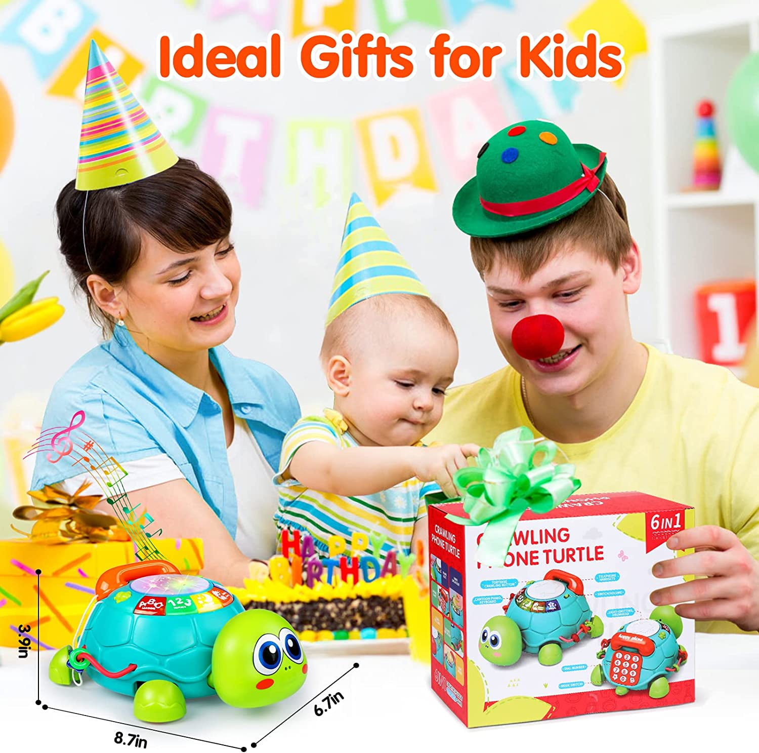 Baby Toys 12-18 Months, Light Up Baby Toys 6 to 12 Months Musical Turtle with Letters Numbers Phone Infant Baby Toys for 6 9 12 18 Months Educational Learning Toys for 1 2 3 Year Old Boy Girl Gifts