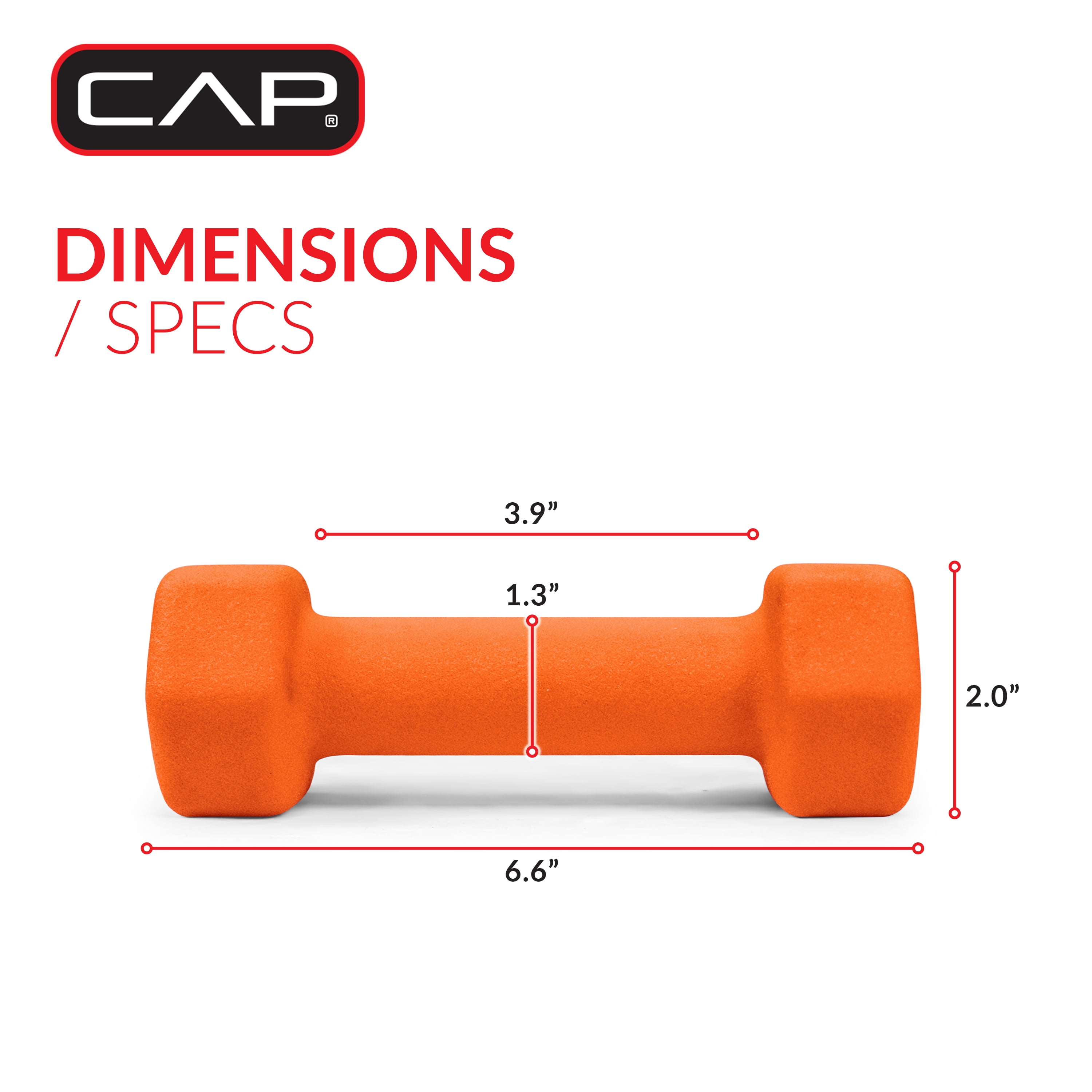 CAP, 3lb Neoprene Dumbbell, Orange, Single